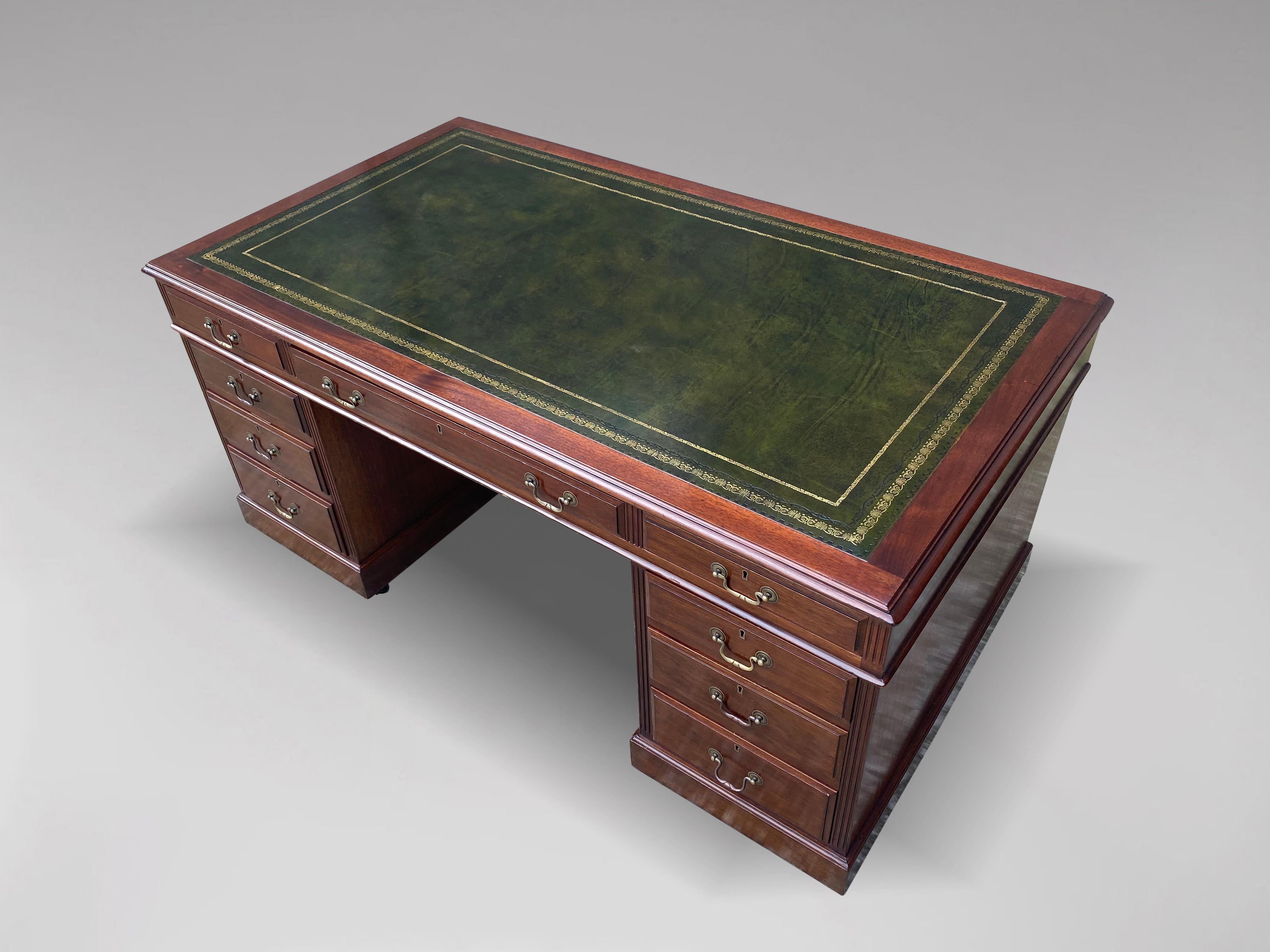 Leather 19th Century Victorian Period Mahogany pedestal Desk