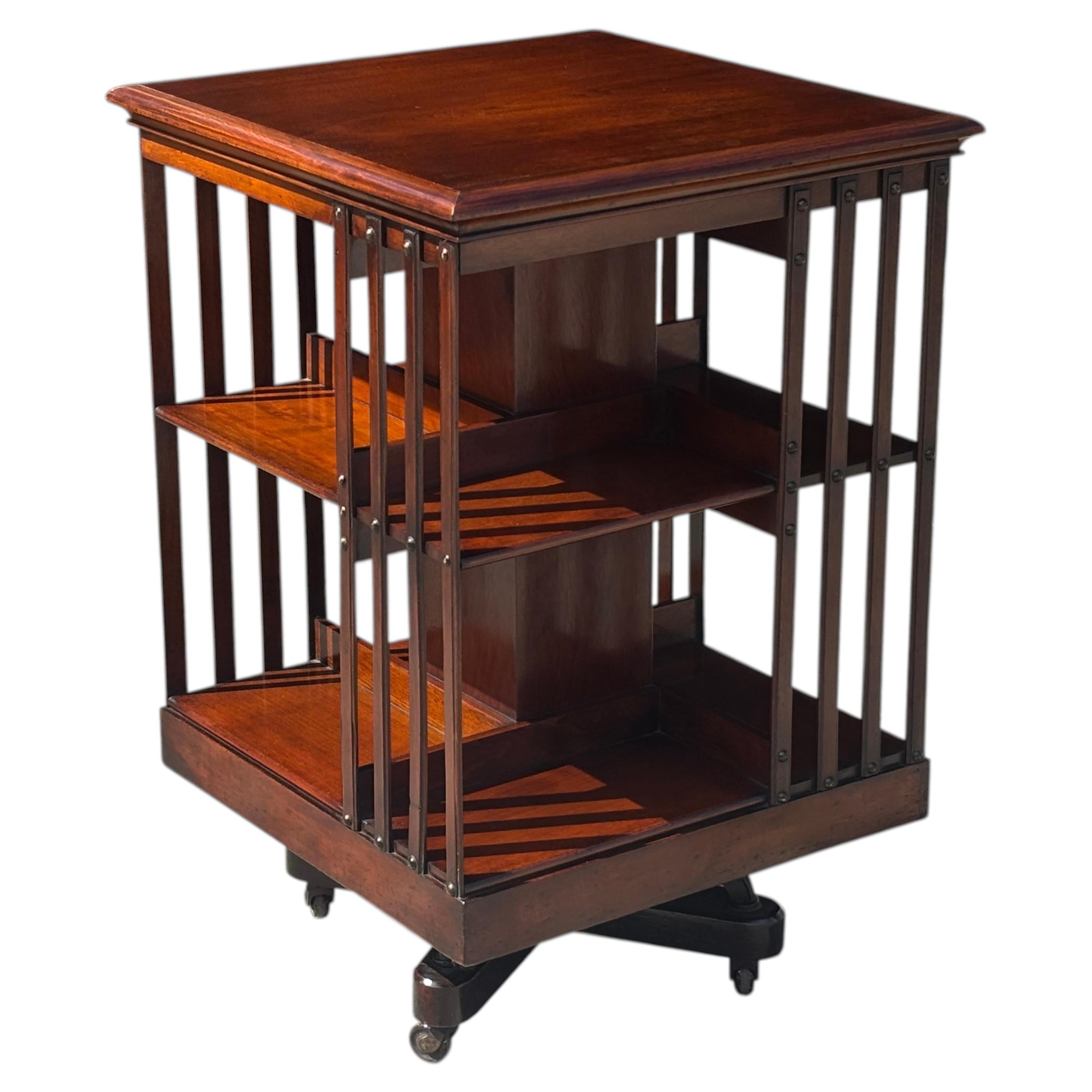 19th Century Victorian Period Mahogany Two-Tier Revolving Bookcase