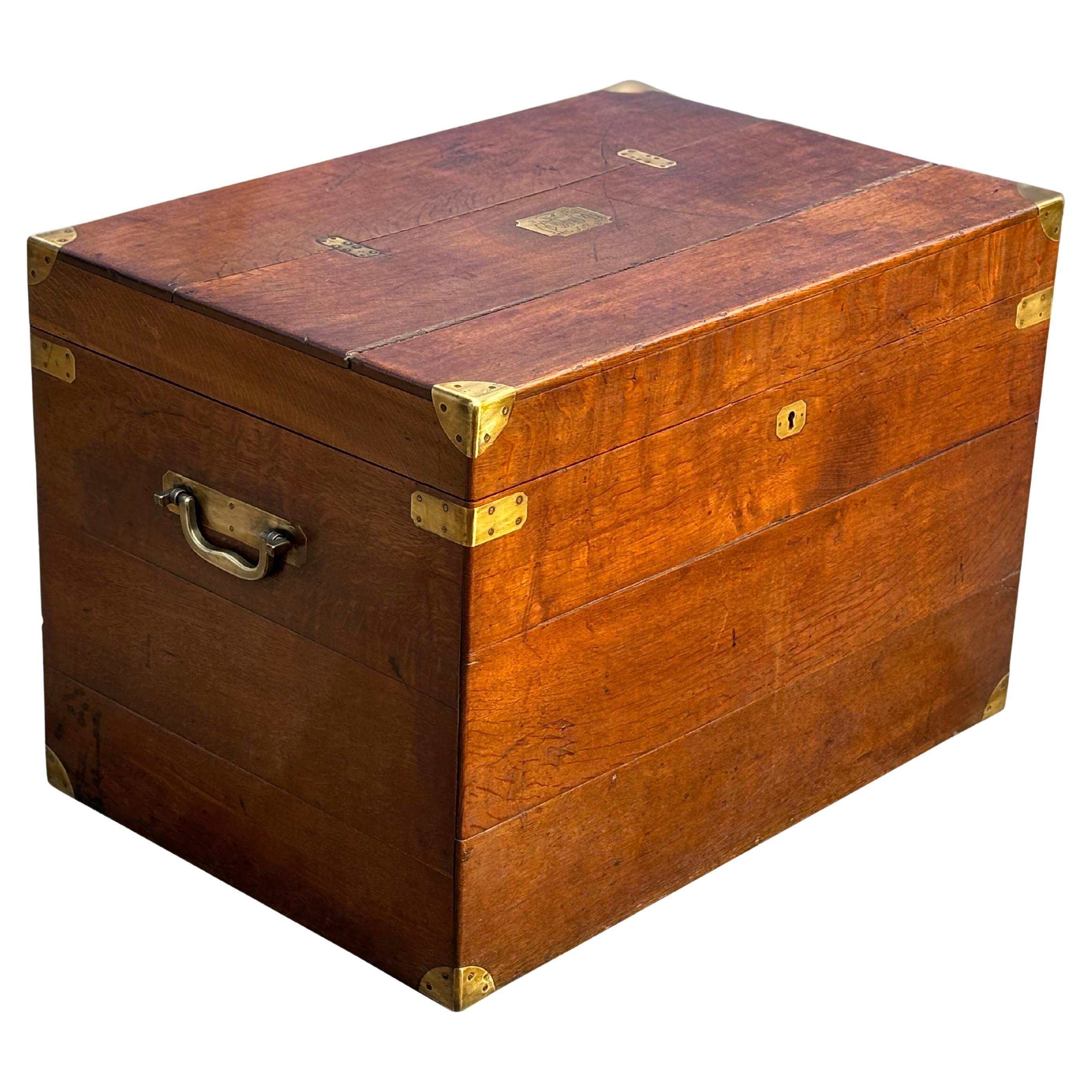 19th Century Victorian Period Oak & Brass Bound travelling Trunk
