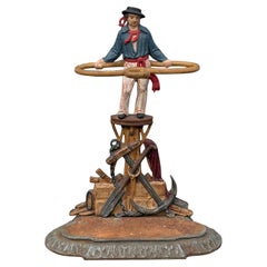19th Century Victorian Period Painted Cast Iron Nautical Umbrella Stand 19th Century Victorian Period Painted Cast Iron Nautical Umbrella Stand