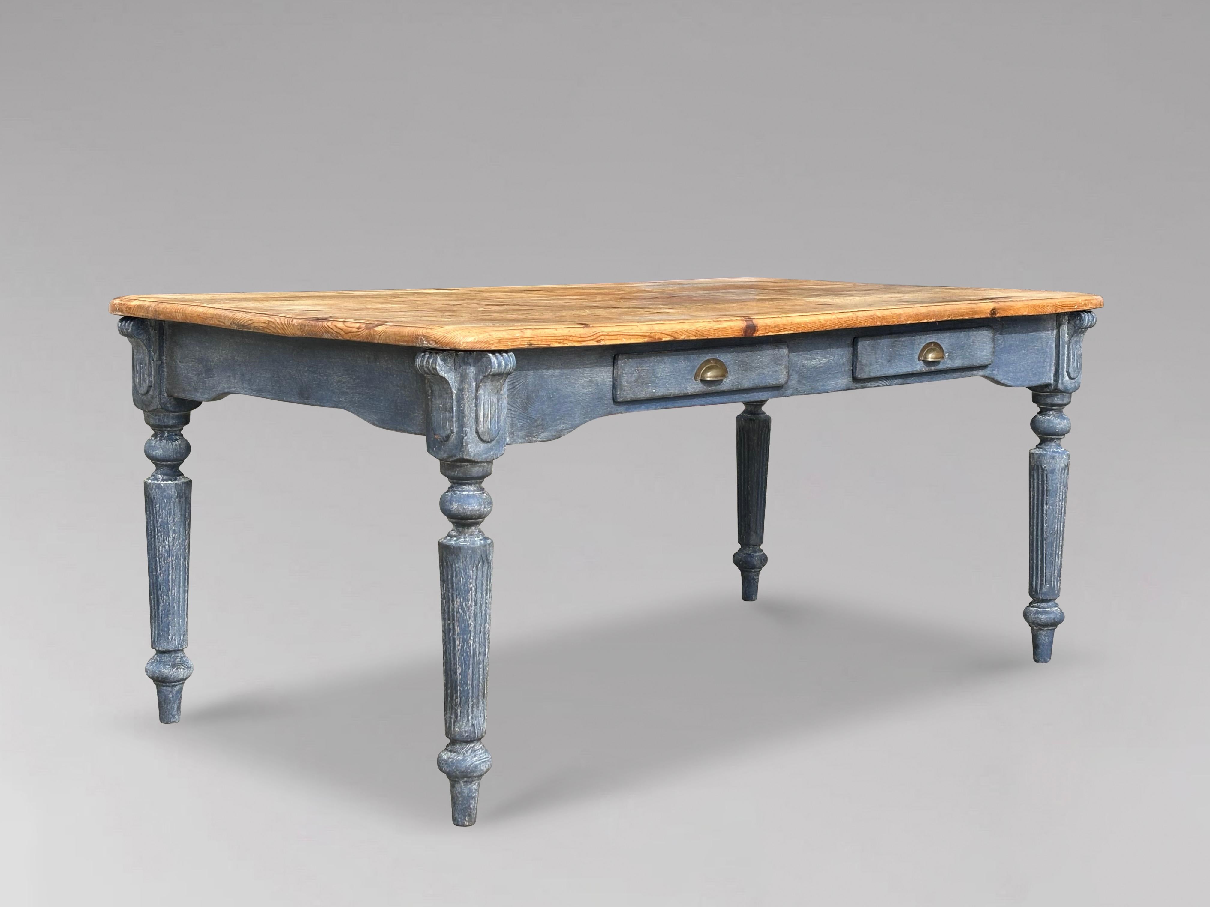 British 19th Century Victorian Period Pine Top Farmhouse Dining Table