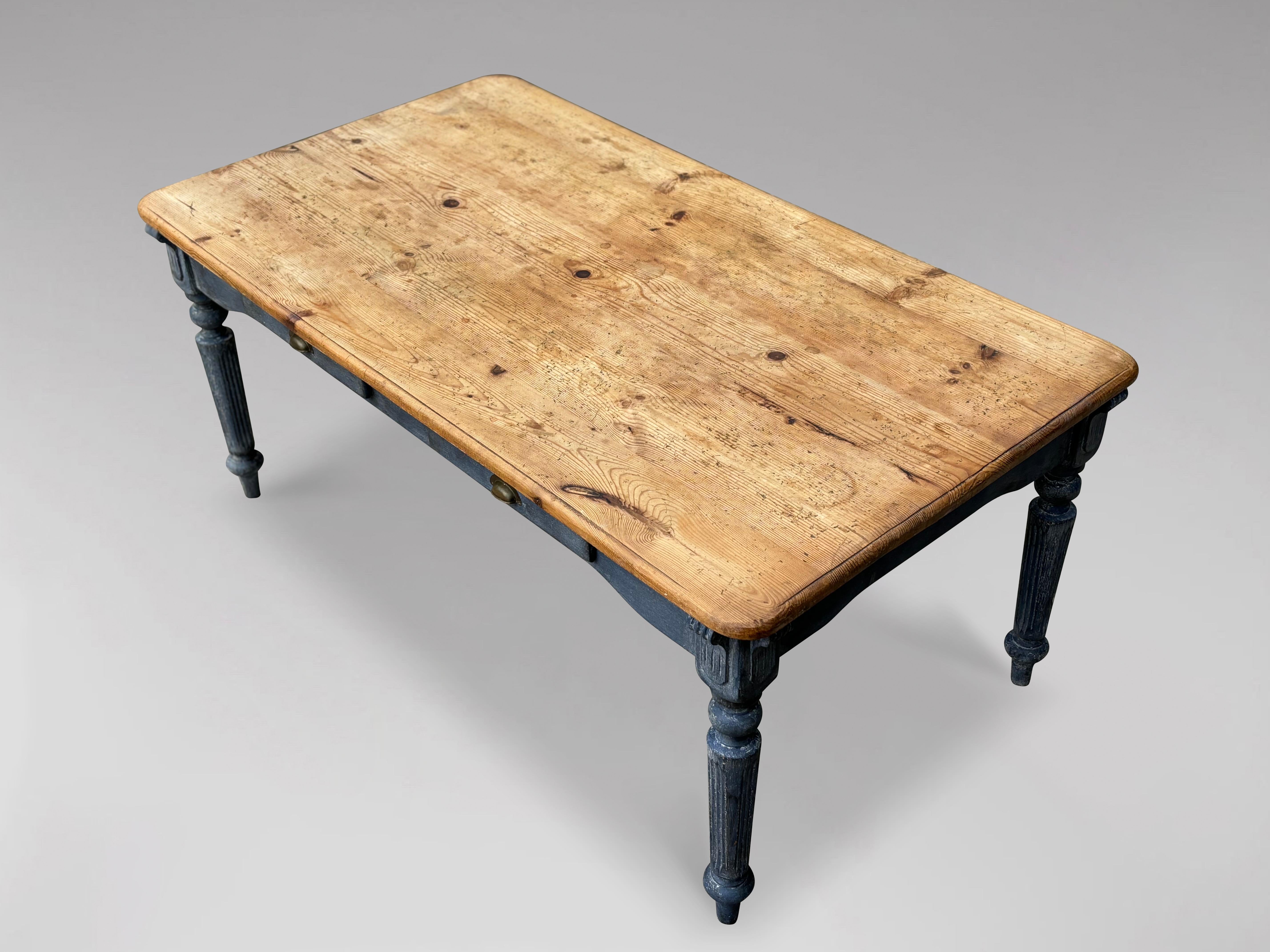 Painted 19th Century Victorian Period Pine Top Farmhouse Dining Table