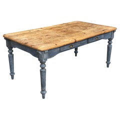 19th Century Victorian Period Pine Top Farmhouse Dining Table