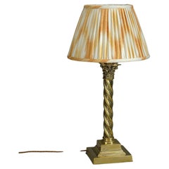 19th Century Victorian Period Polished Brass Column Lamp