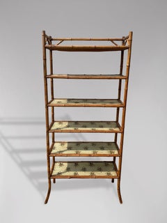 19th Century Victorian Period Tall Bamboo Etagère Shelving Unit