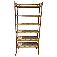 19th Century Victorian Period Tall Bamboo Etagère Shelving Unit