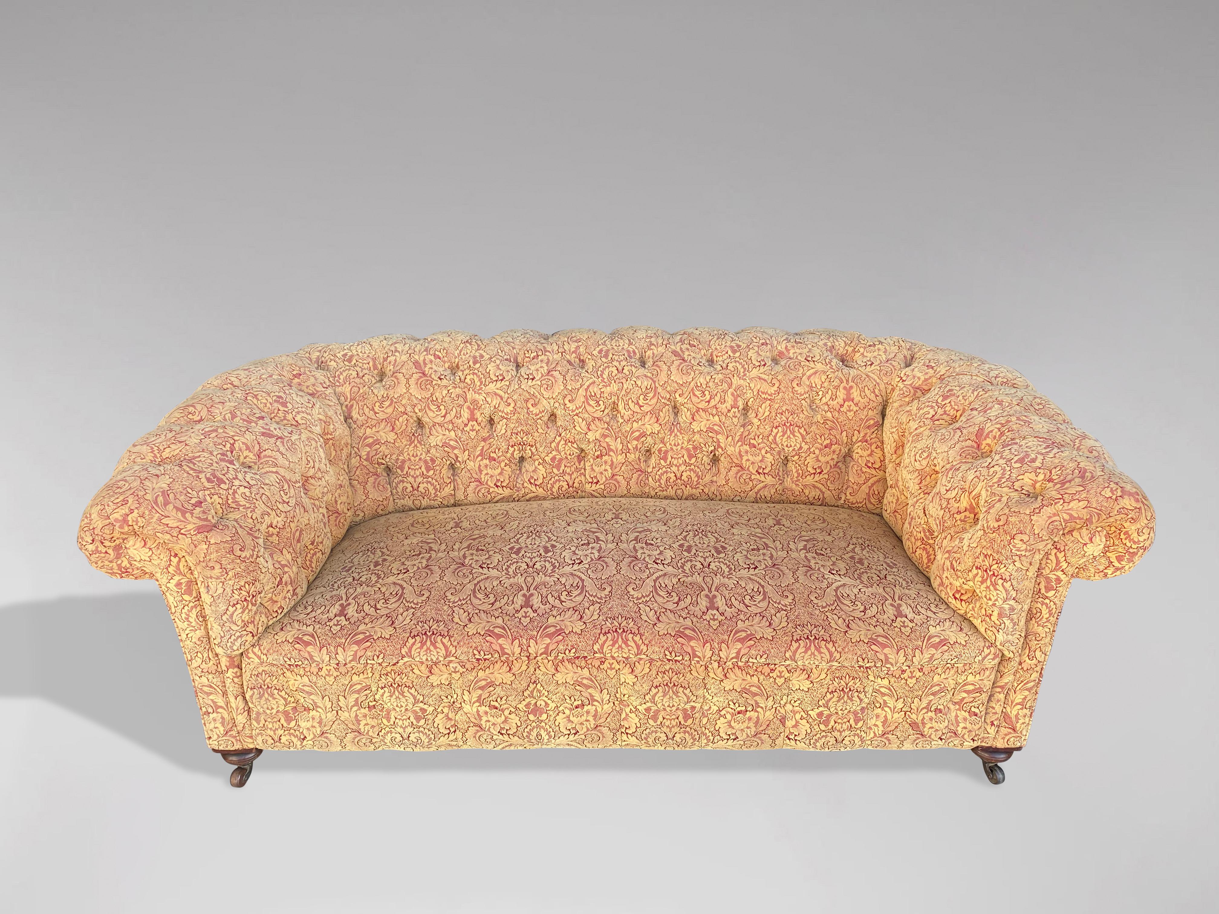 Early Victorian 19th Century Victorian Period Upholstered Chesterfield Sofa