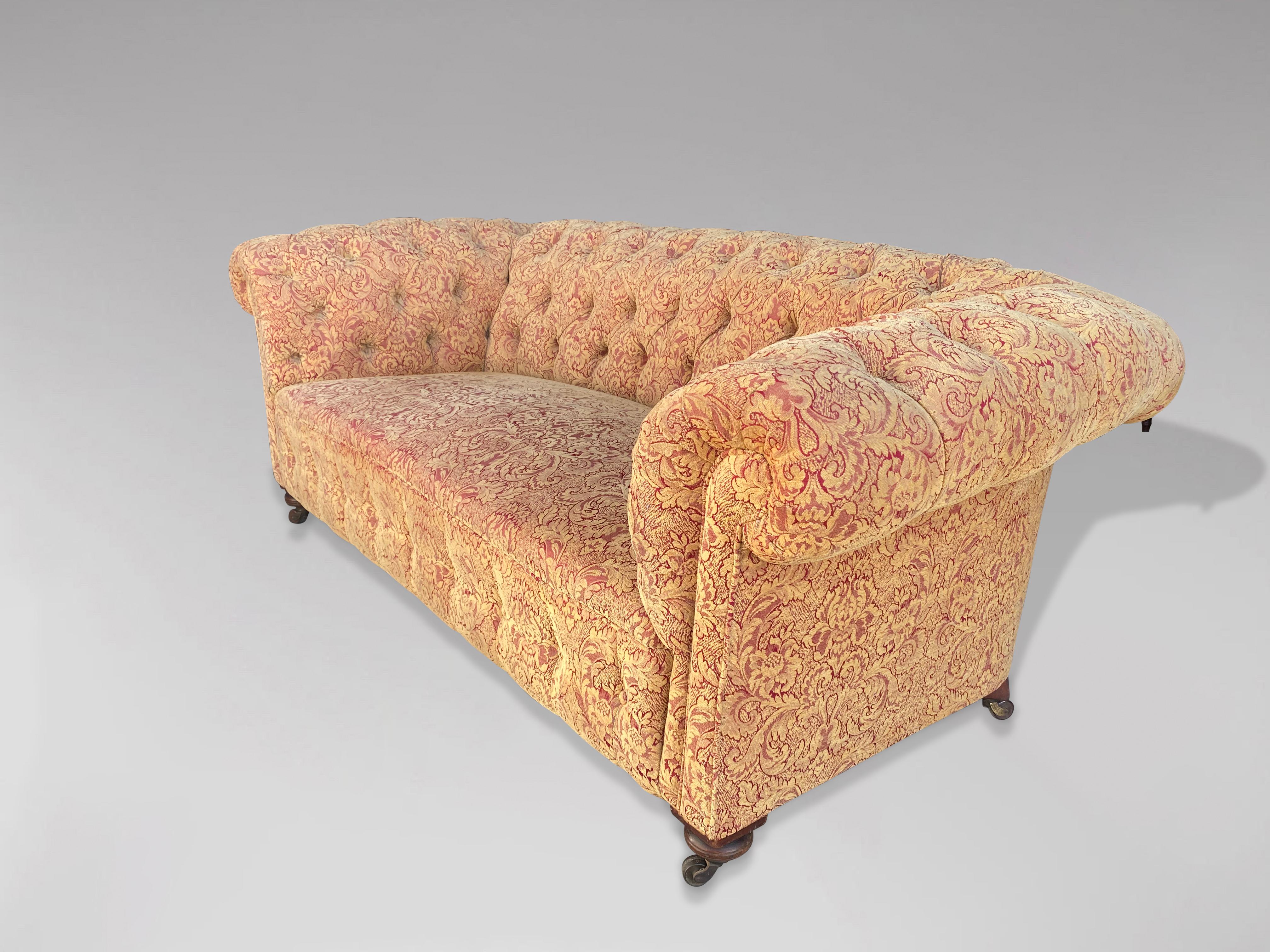 19th Century Victorian Period Upholstered Chesterfield Sofa 1