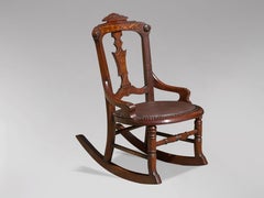 19th Century Victorian Period Walnut Child's Rocking Chair