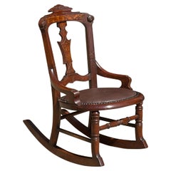 Antique 19th Century Victorian Period Walnut Child's Rocking Chair