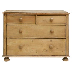 Antique 19th Century Victorian Pine 2 Over 2 Chest of Drawers