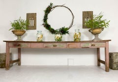 19th Century Victorian Pine Kitchen Table Server Hallway Console Table