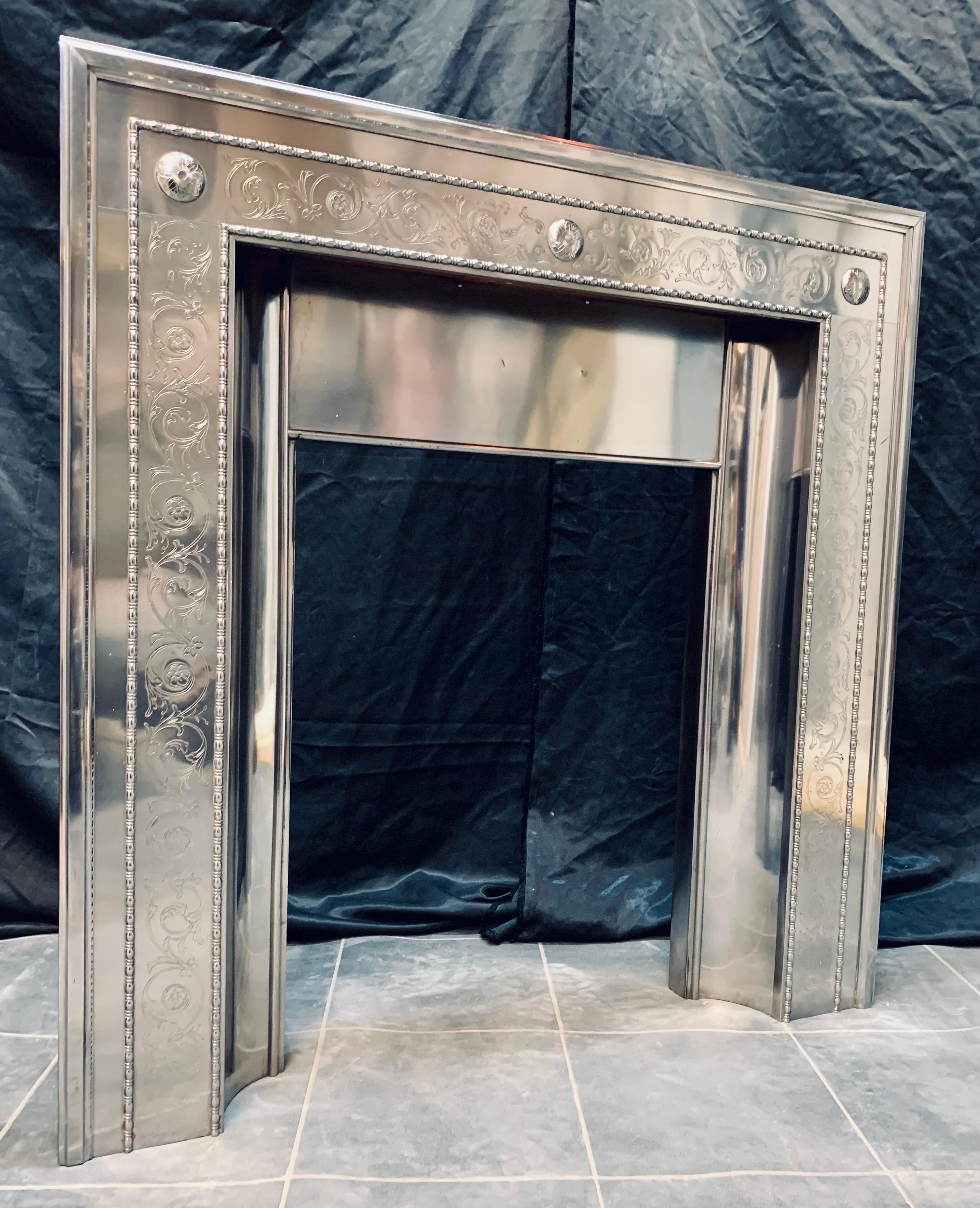 19th Century Victorian Polished Steel  Fireplace Insert For Sale 5