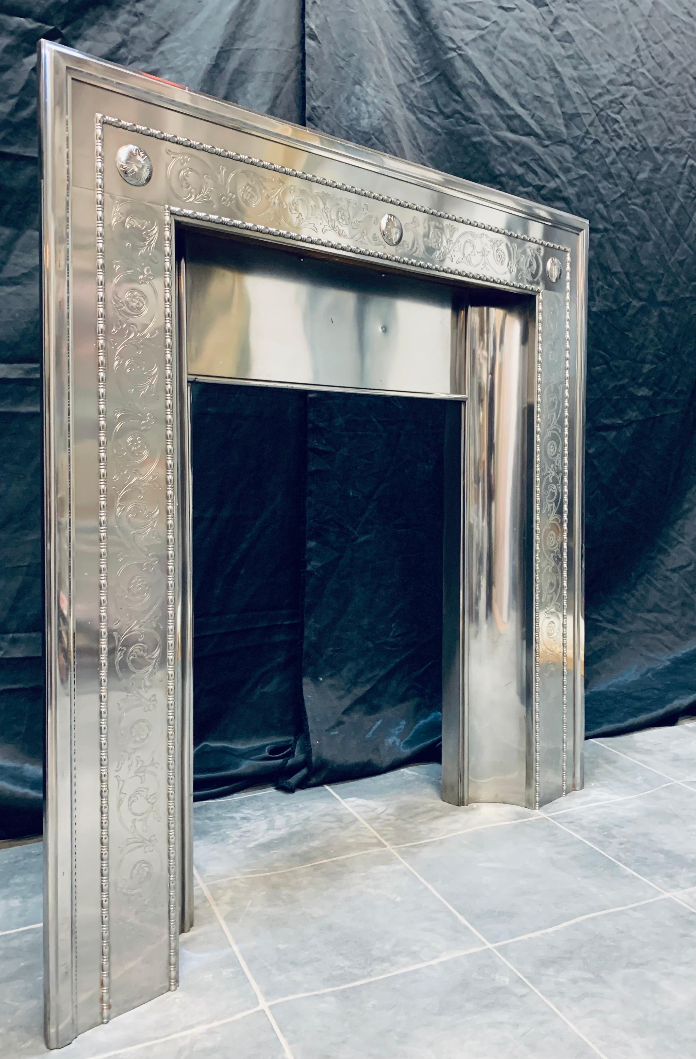 19th Century Victorian Polished Steel  Fireplace Insert For Sale 8