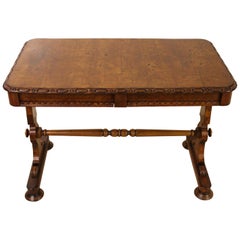 19th Century Victorian Pollard Oak Library Stretcher Table