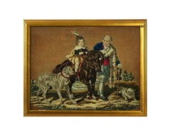 19Th Century Victorian Prince Scene Needlework Tapestry