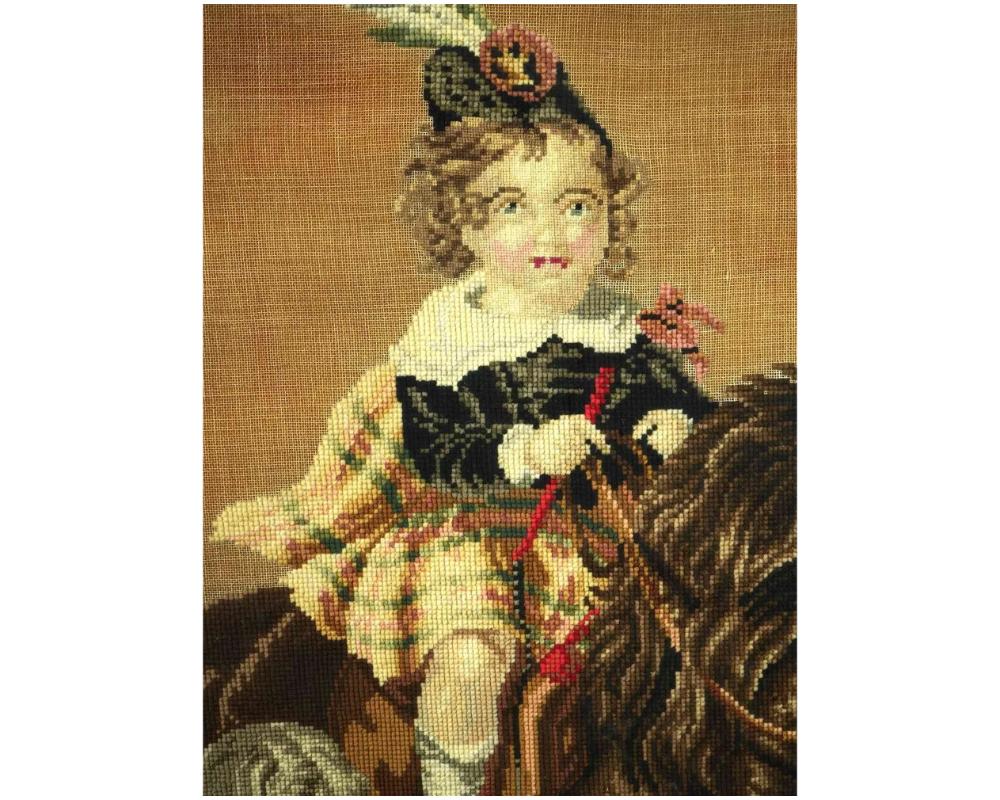 19th Century 19Th Century Victorian Prince Scene Needlework Tapestry