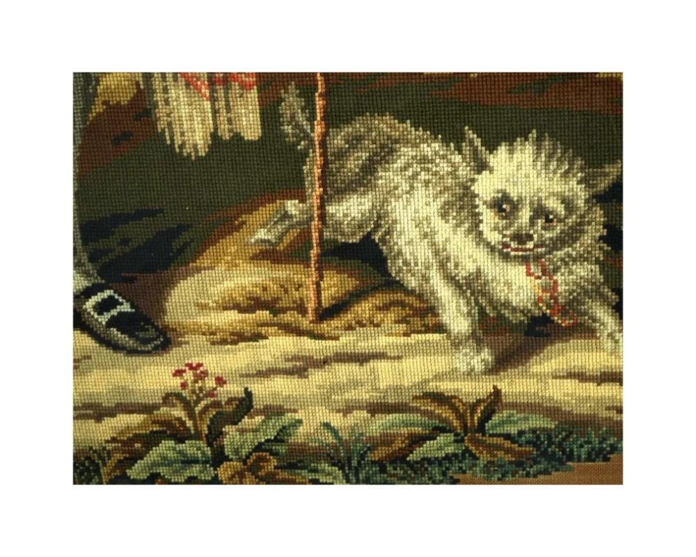 Textile 19Th Century Victorian Prince Scene Needlework Tapestry