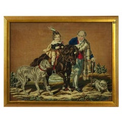 19Th Century Victorian Prince Scene Needlework Tapestry