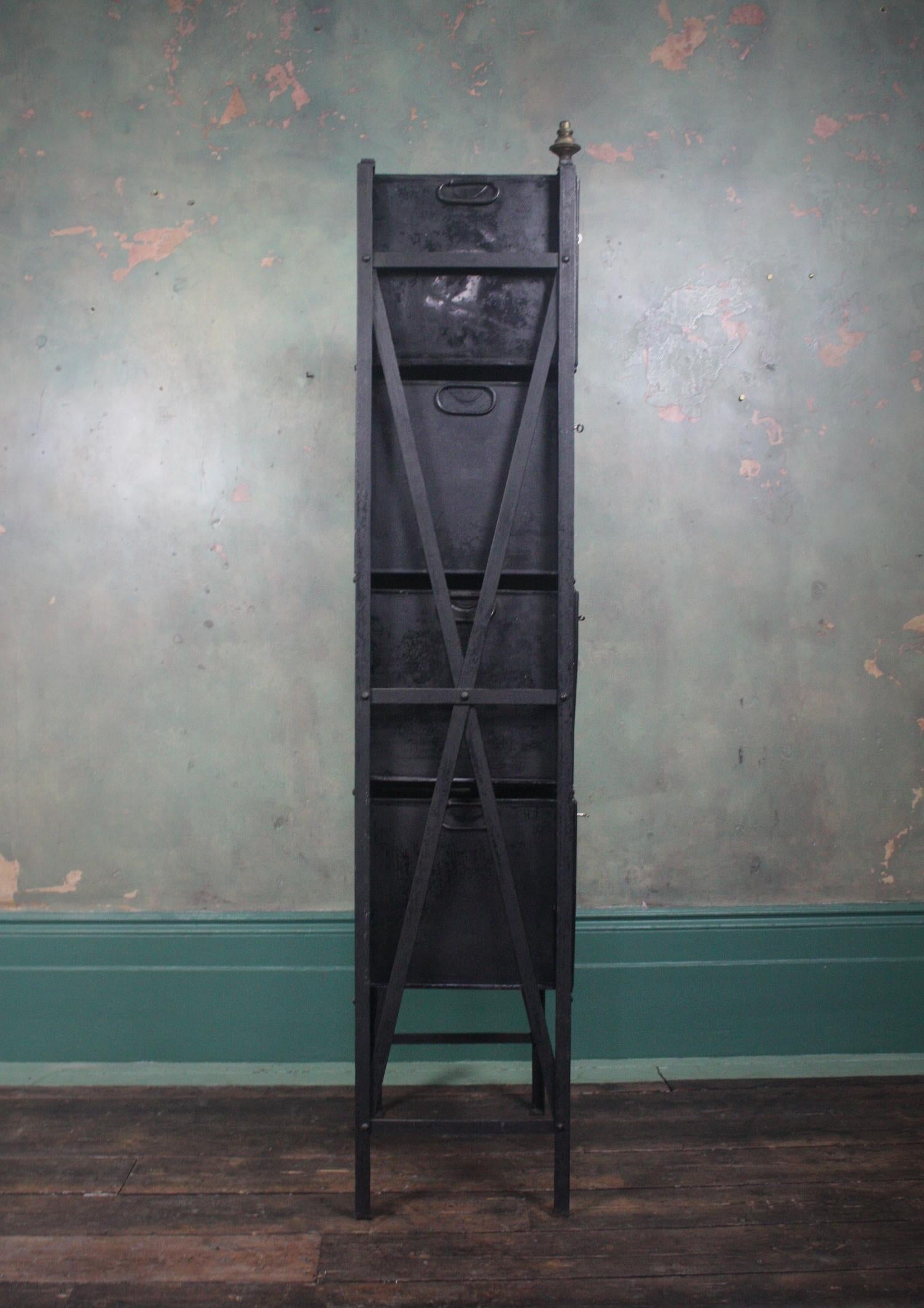 19th Century Victorian Riveted Wrought Iron Solicitors Deed Rack and Boxes 2