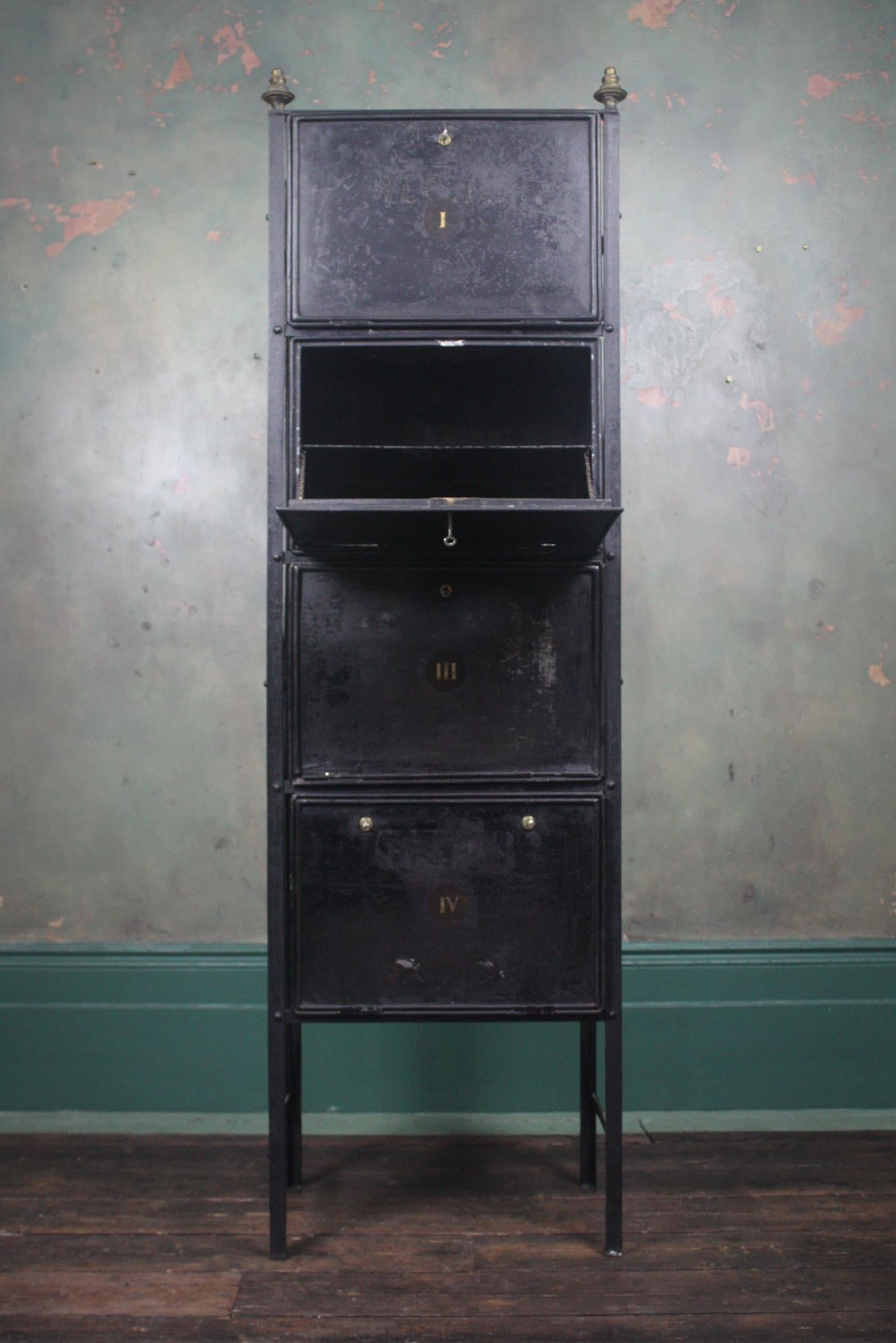 19th Century Victorian Riveted Wrought Iron Solicitors Deed Rack and Boxes 4