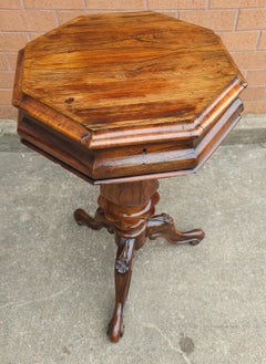 19th Century Victorian Rococo Revival Rosewood Tripod Sewing Stand