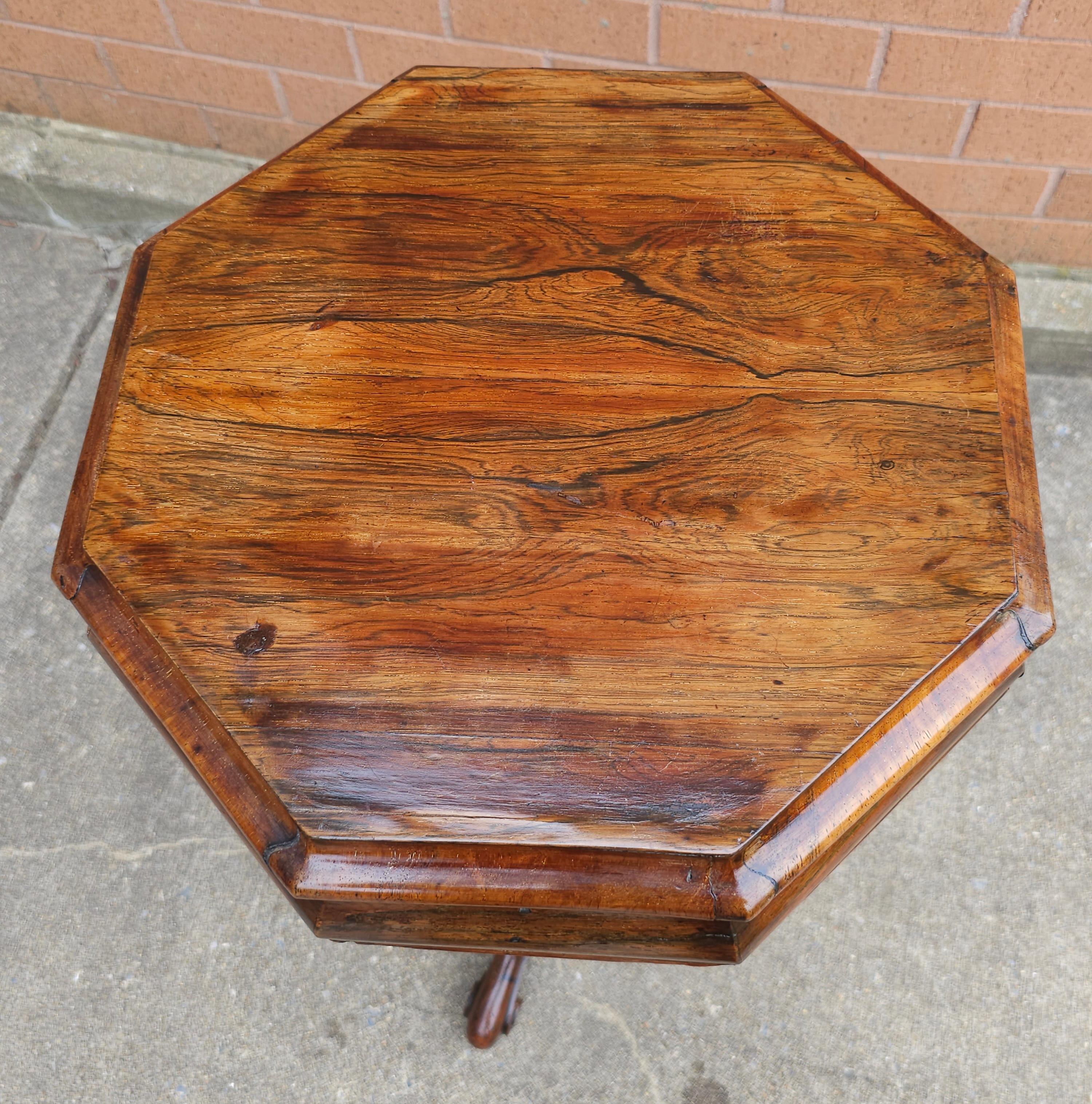 19th Century Victorian Rococo Revival Rosewood Tripod Sewing Stand For Sale 5