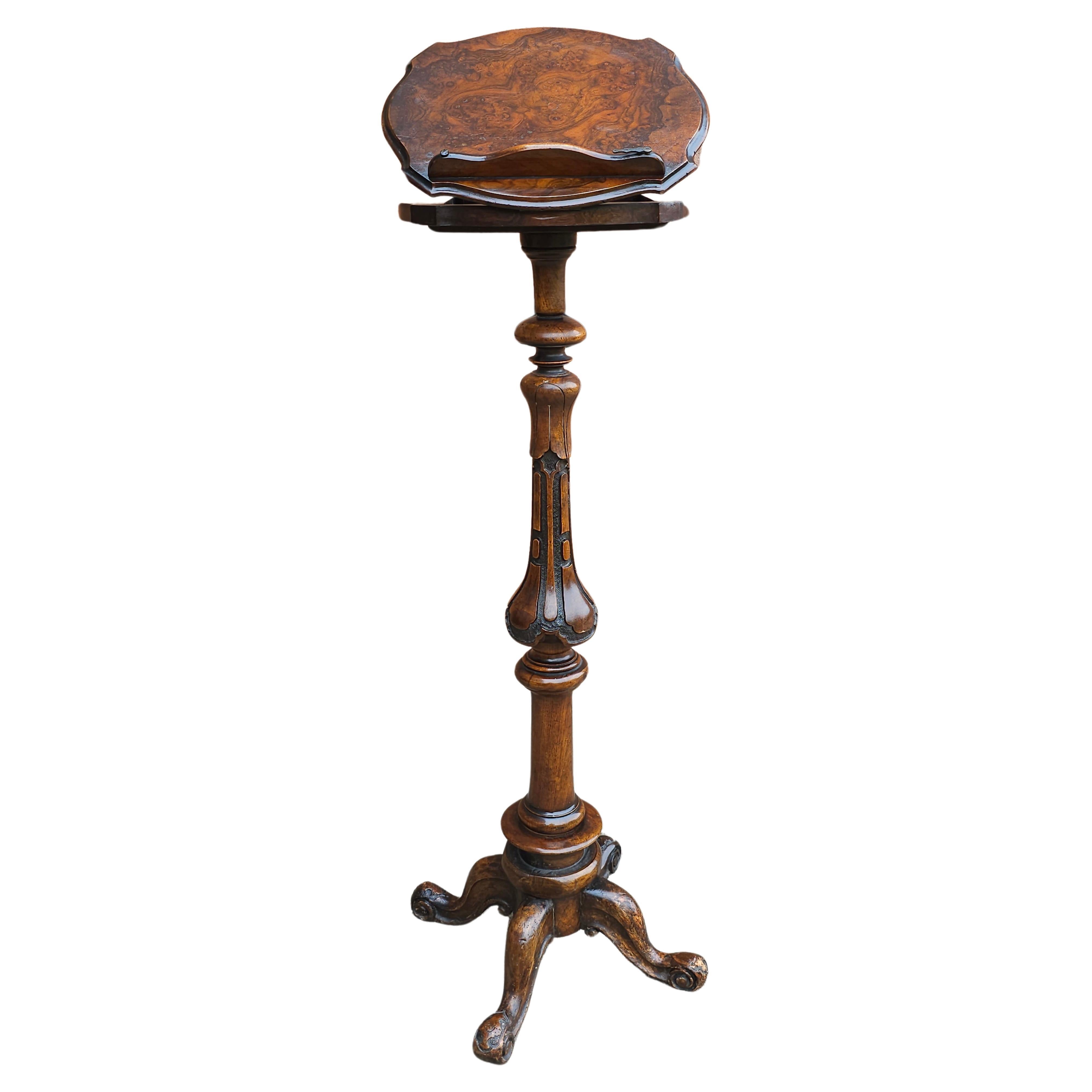 19th Century Victorian Rococo Revival Walnut Quadpod Music Stand