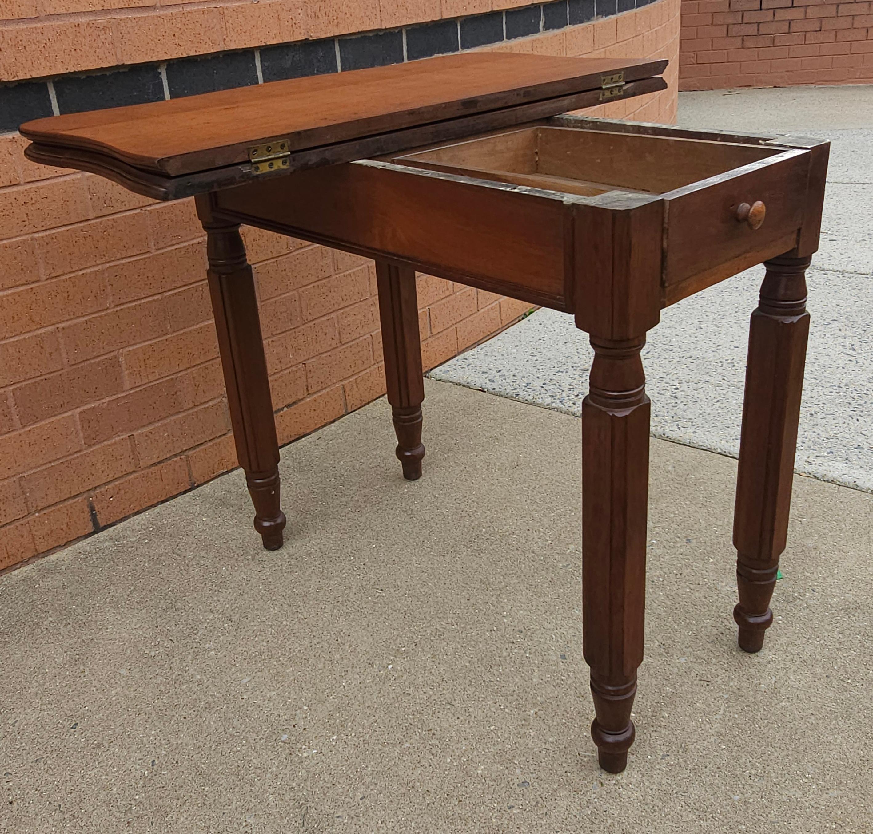 19th Century Victorian Rococo Style Walnut Serpentine Fold-Top Tea Table For Sale 8