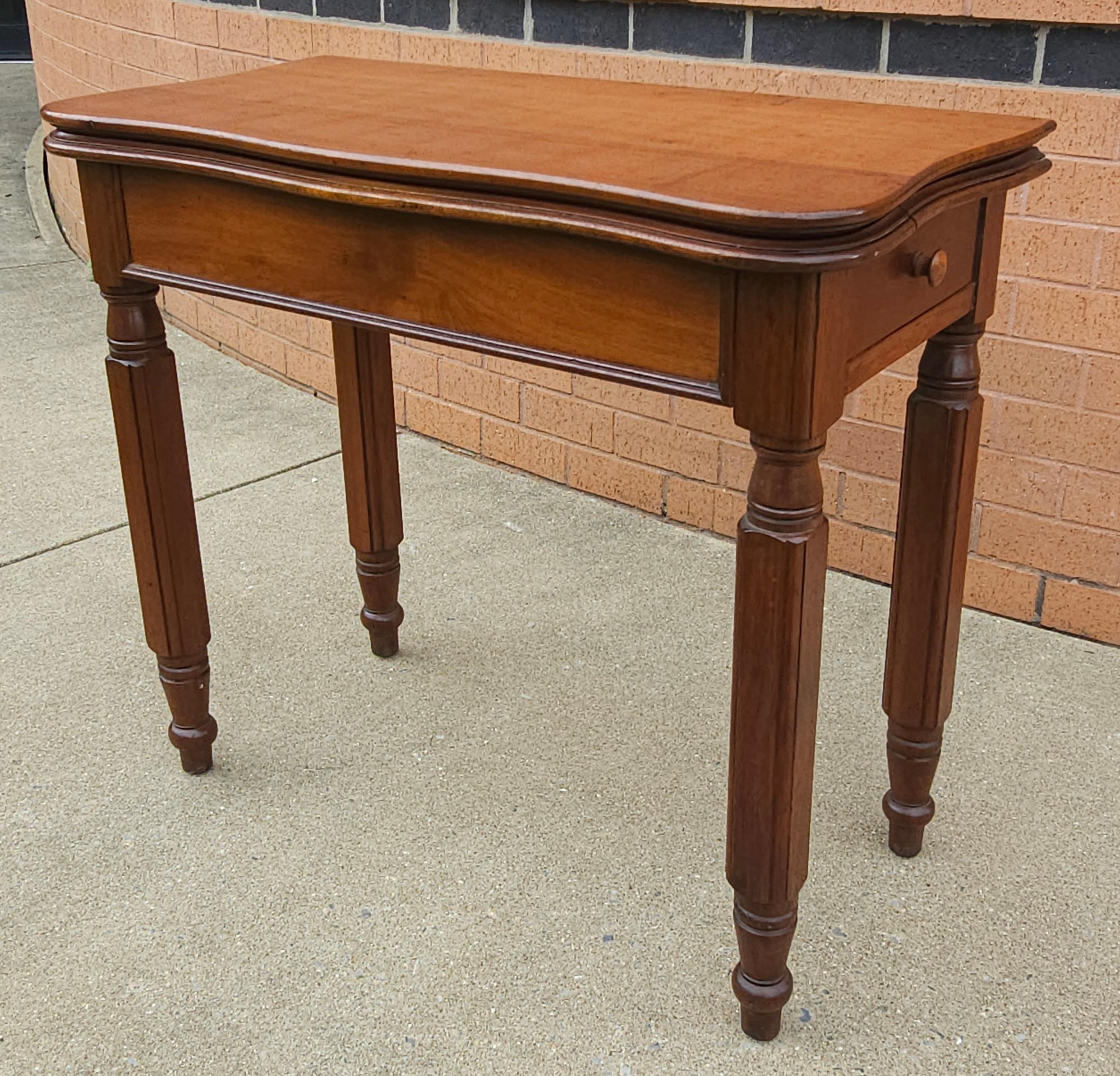 Hand-Crafted 19th Century Victorian Rococo Style Walnut Serpentine Fold-Top Tea Table For Sale