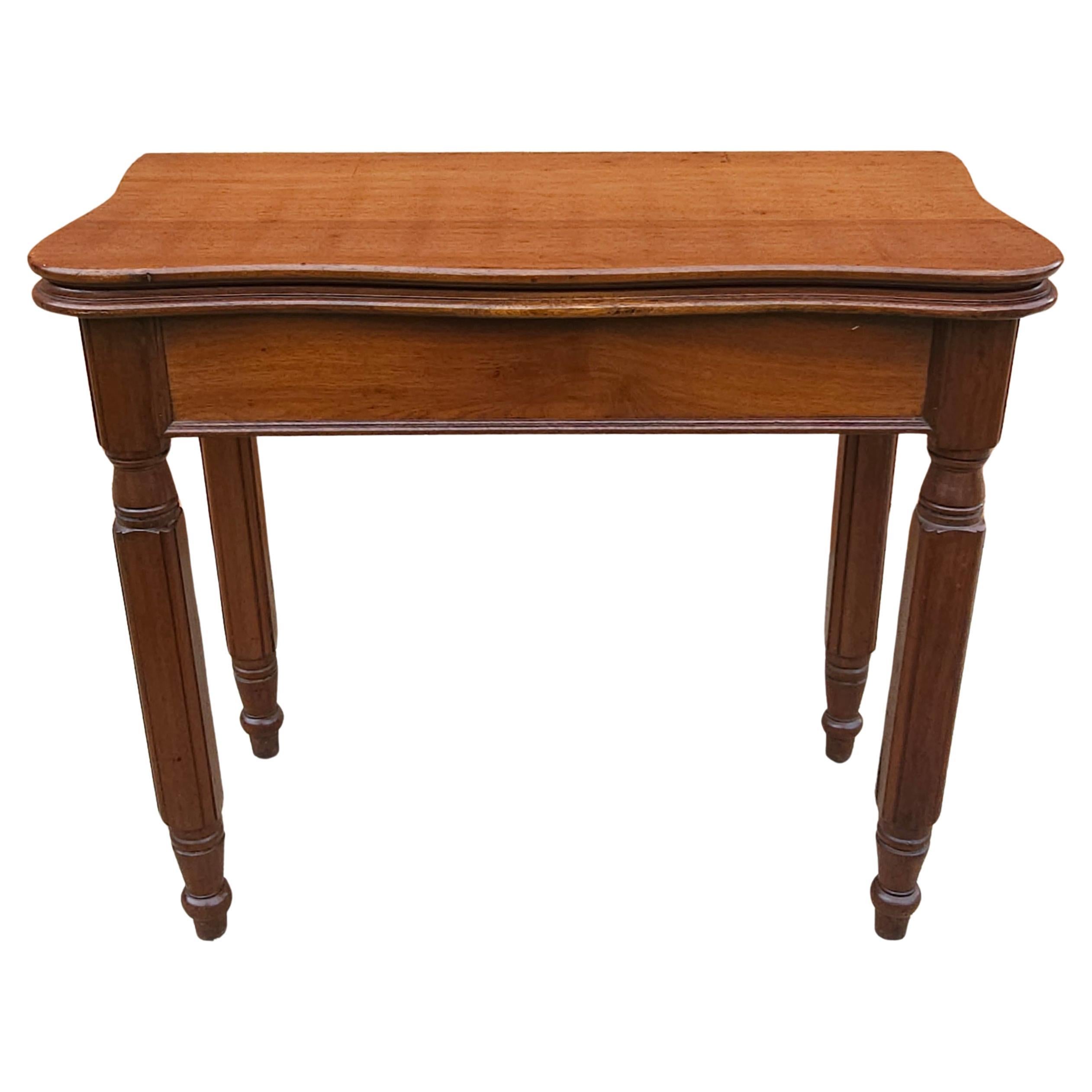 19th Century Victorian Rococo Style Walnut Serpentine Fold-Top Tea Table