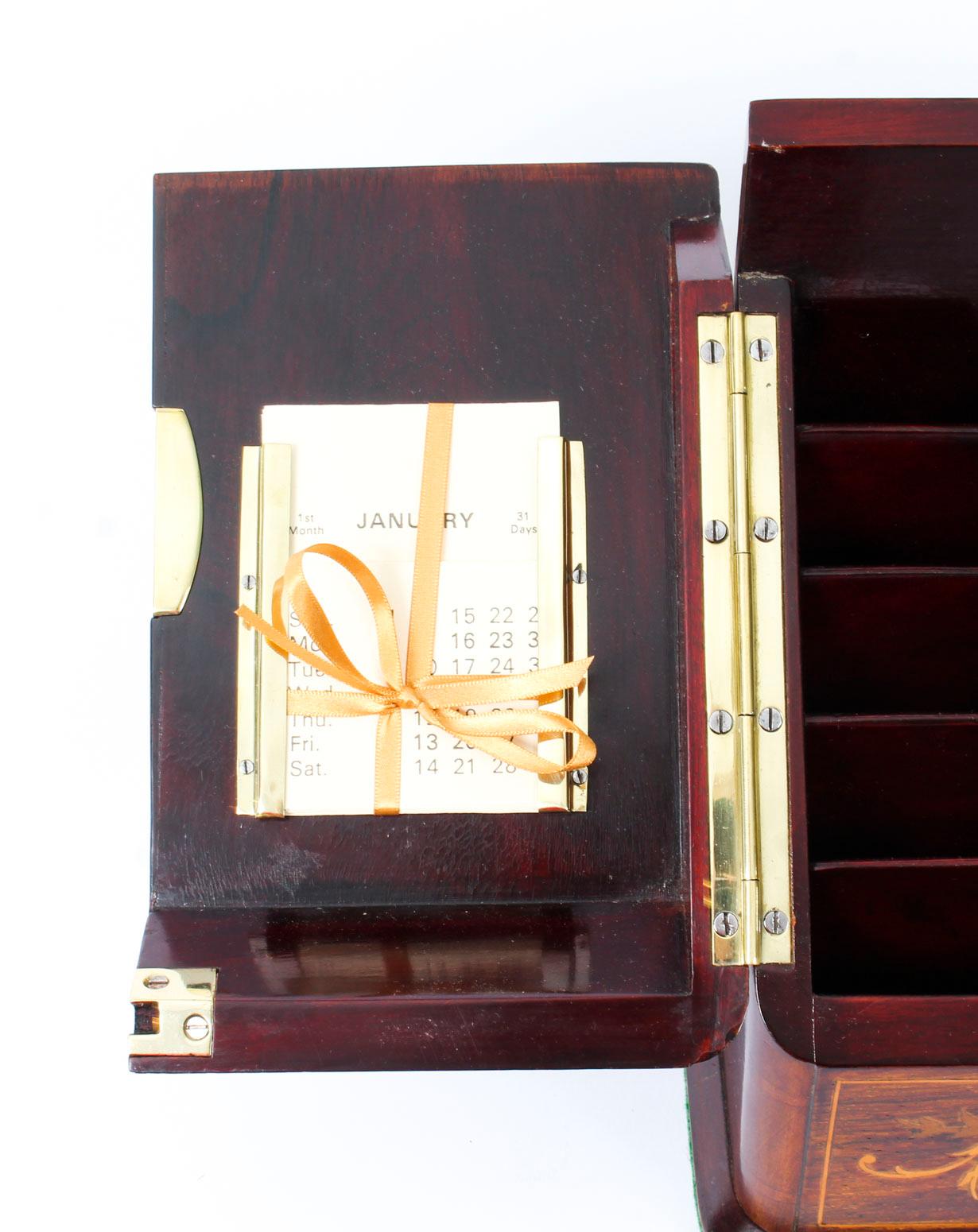 19th Century Victorian Rosewood and Mahogany Writing Stationery Box  5