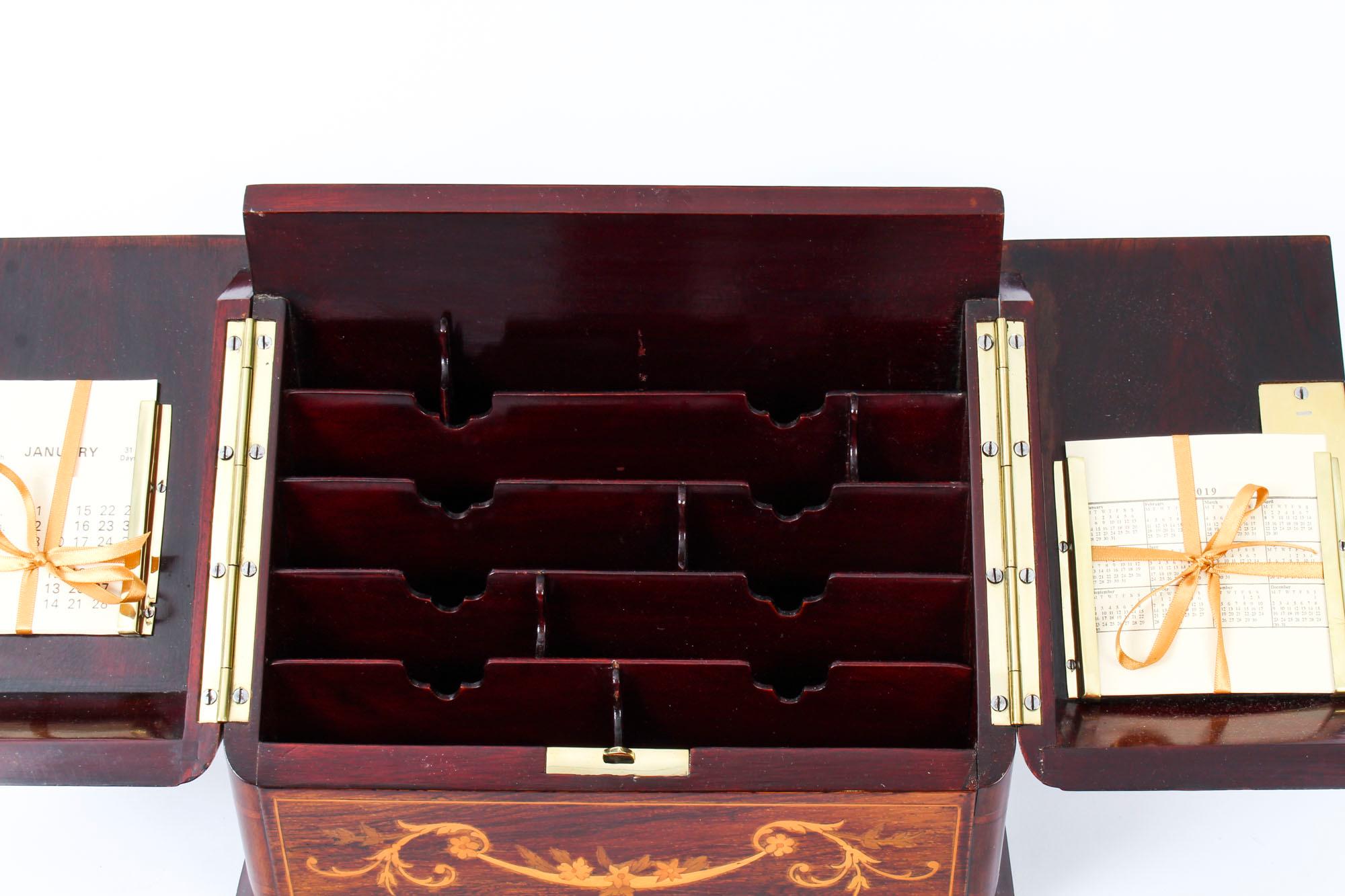 19th Century Victorian Rosewood and Mahogany Writing Stationery Box  2
