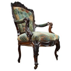 19th Century Victorian Rosewood Carved Armchair