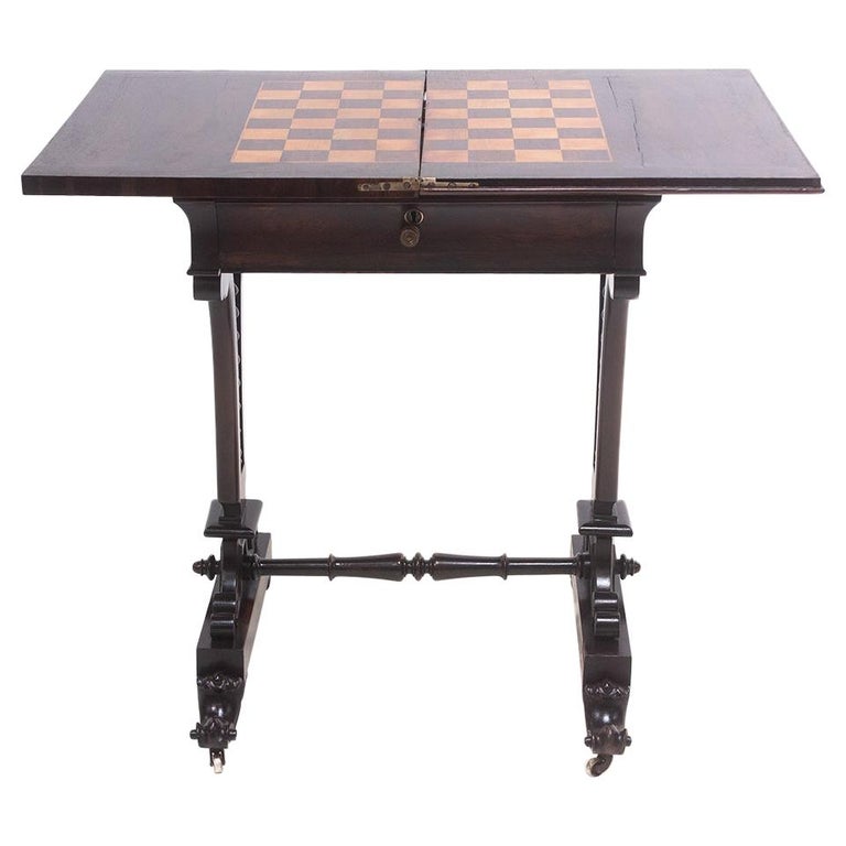 19th Century Victorian Rosewood Chess Table For Sale
