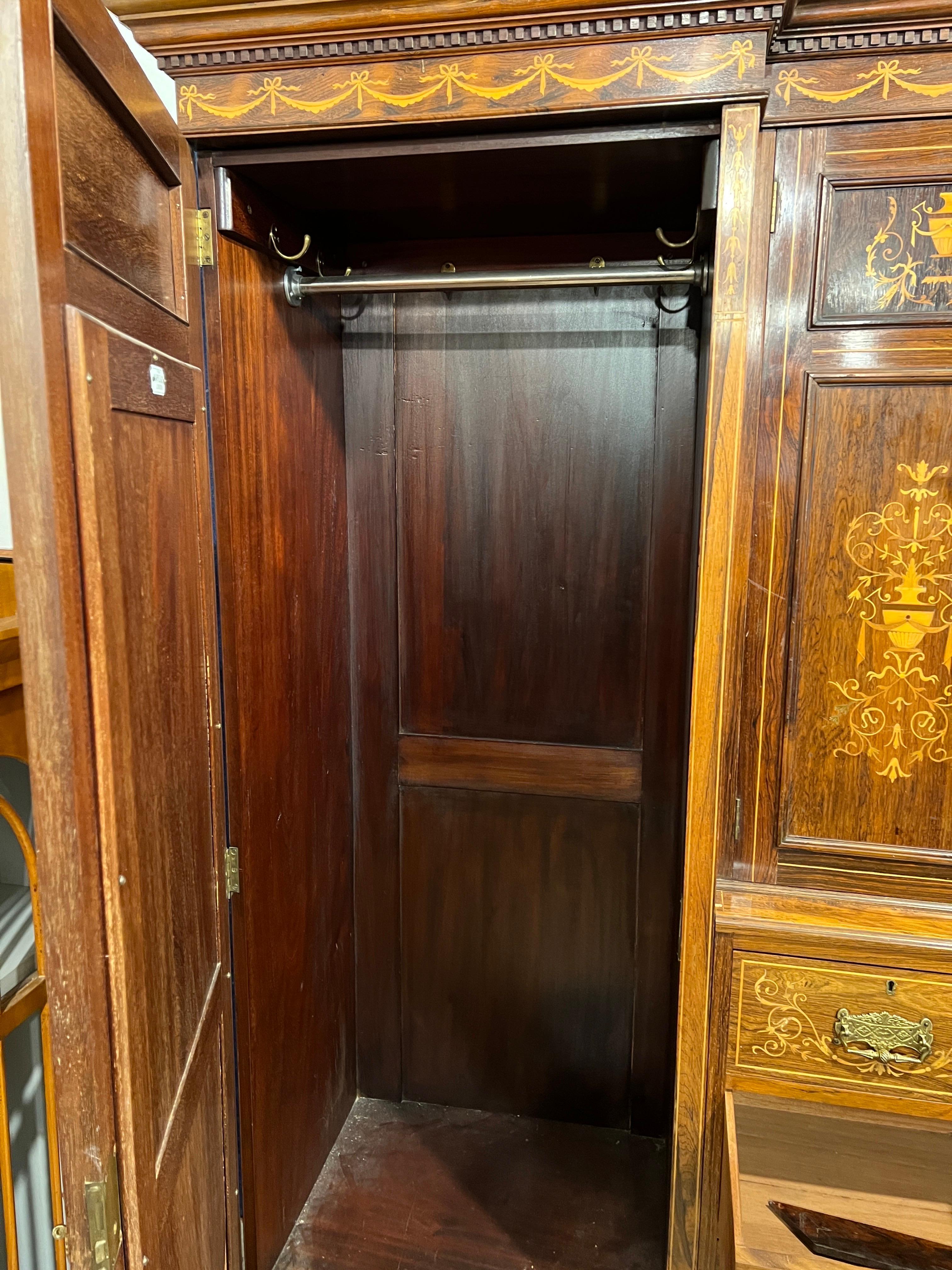 19th Century Victorian Rosewood Inlaid Wardrobes Maple&Co 1860  For Sale 7