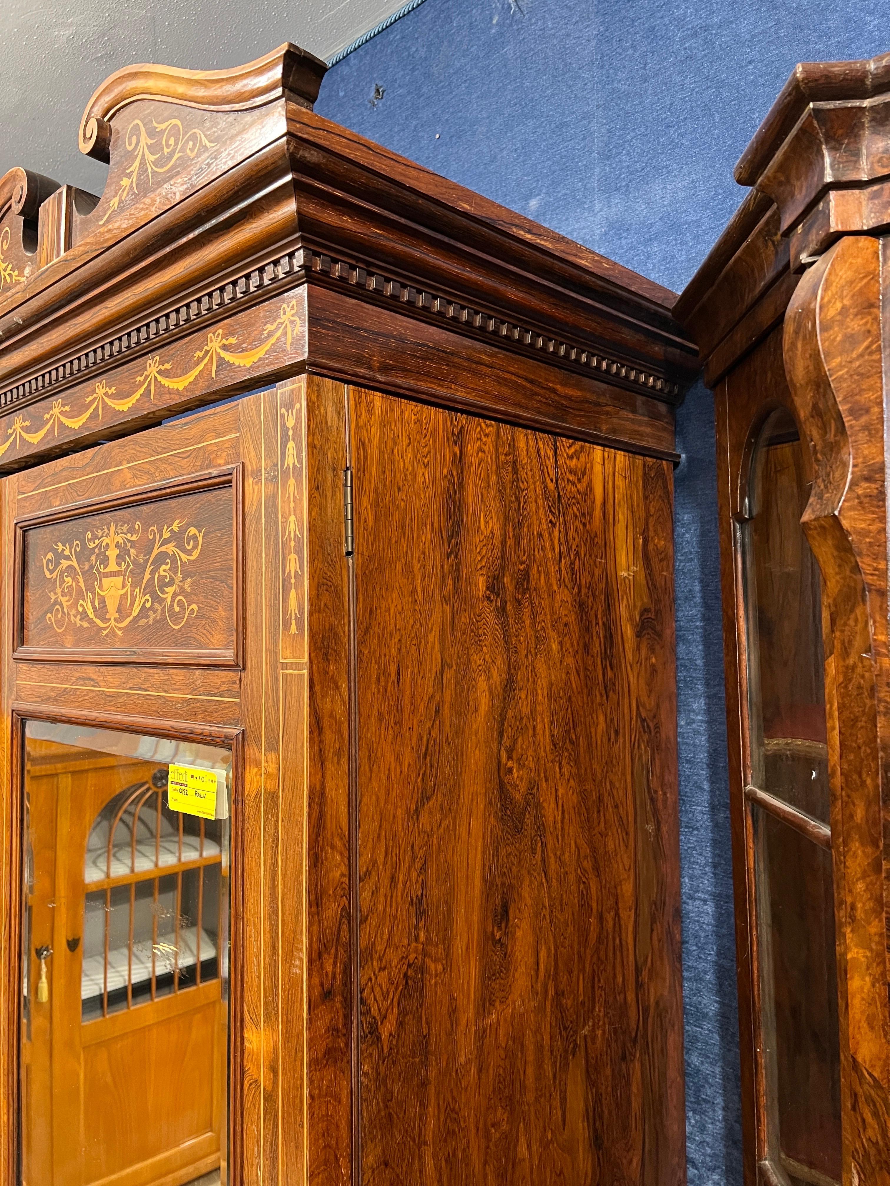 19. Jahrhundert Viktorianische Palisander Intarsien Schränke Maple&Co 1860  im Angebot 12