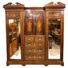 Used 19th Century Victorian Rosewood Inlaid Wardrobes Maple&Co 1860 
