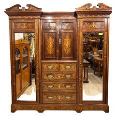 Retro 19th Century Victorian Rosewood Inlaid Wardrobes Maple&Co 1860 