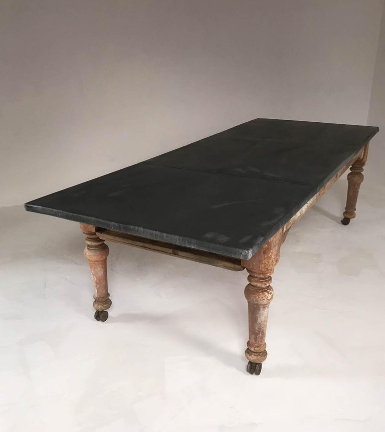 19th Century Victorian Rustic Dining Table with Aged Zinc ...