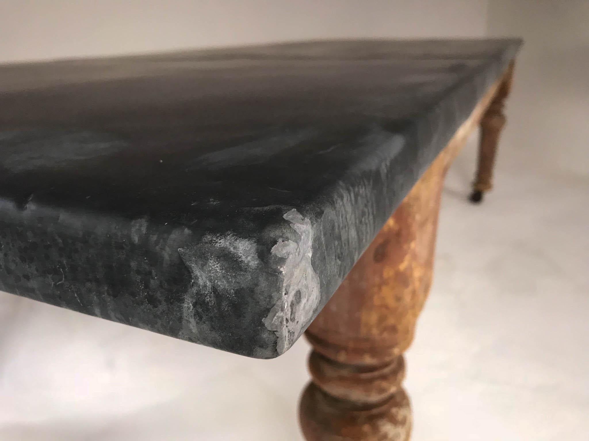19th Century Victorian Rustic Dining Table with Aged Zinc Top 4