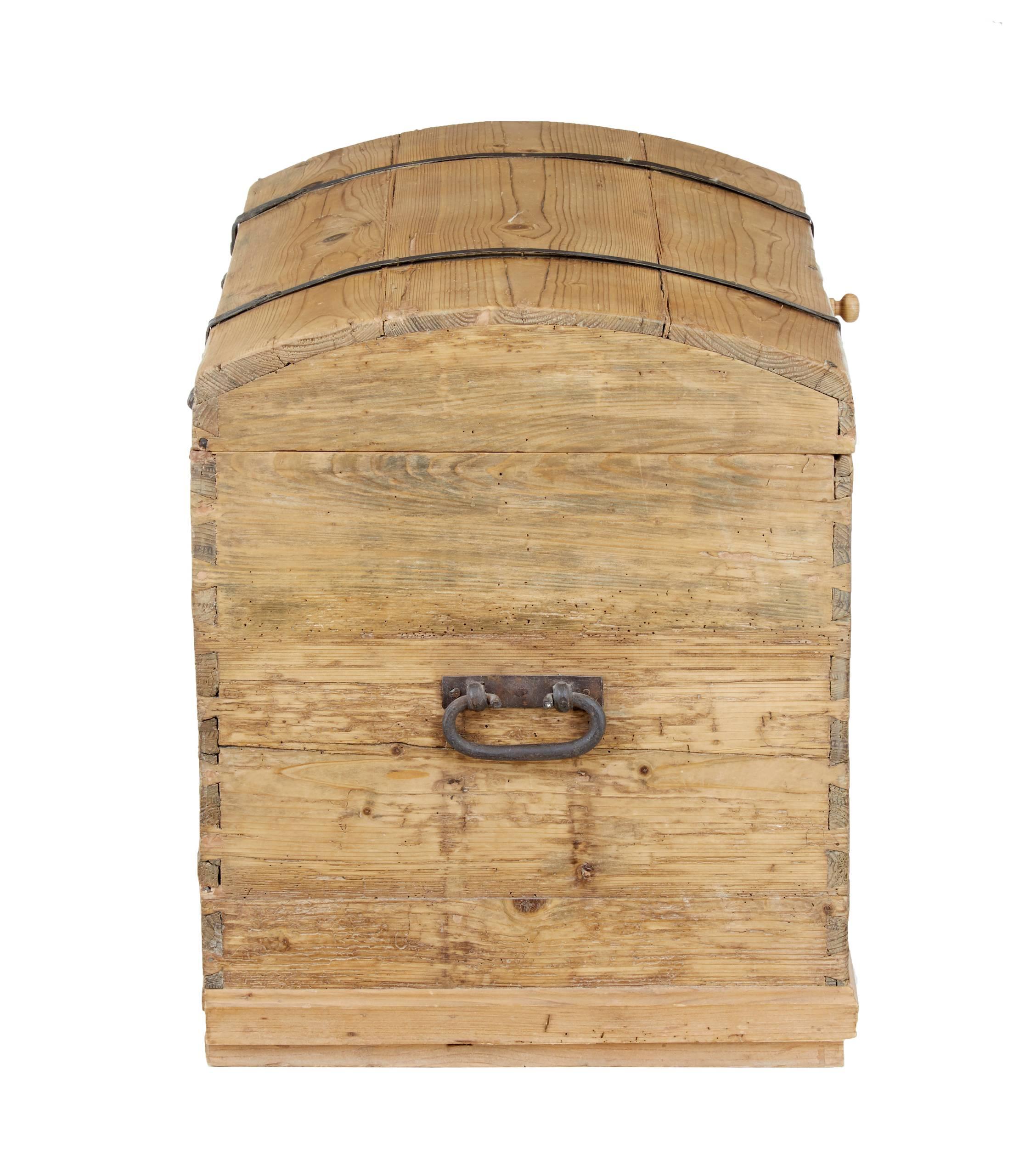 British 19th Century Victorian Rustic Pine Dome Top Trunk