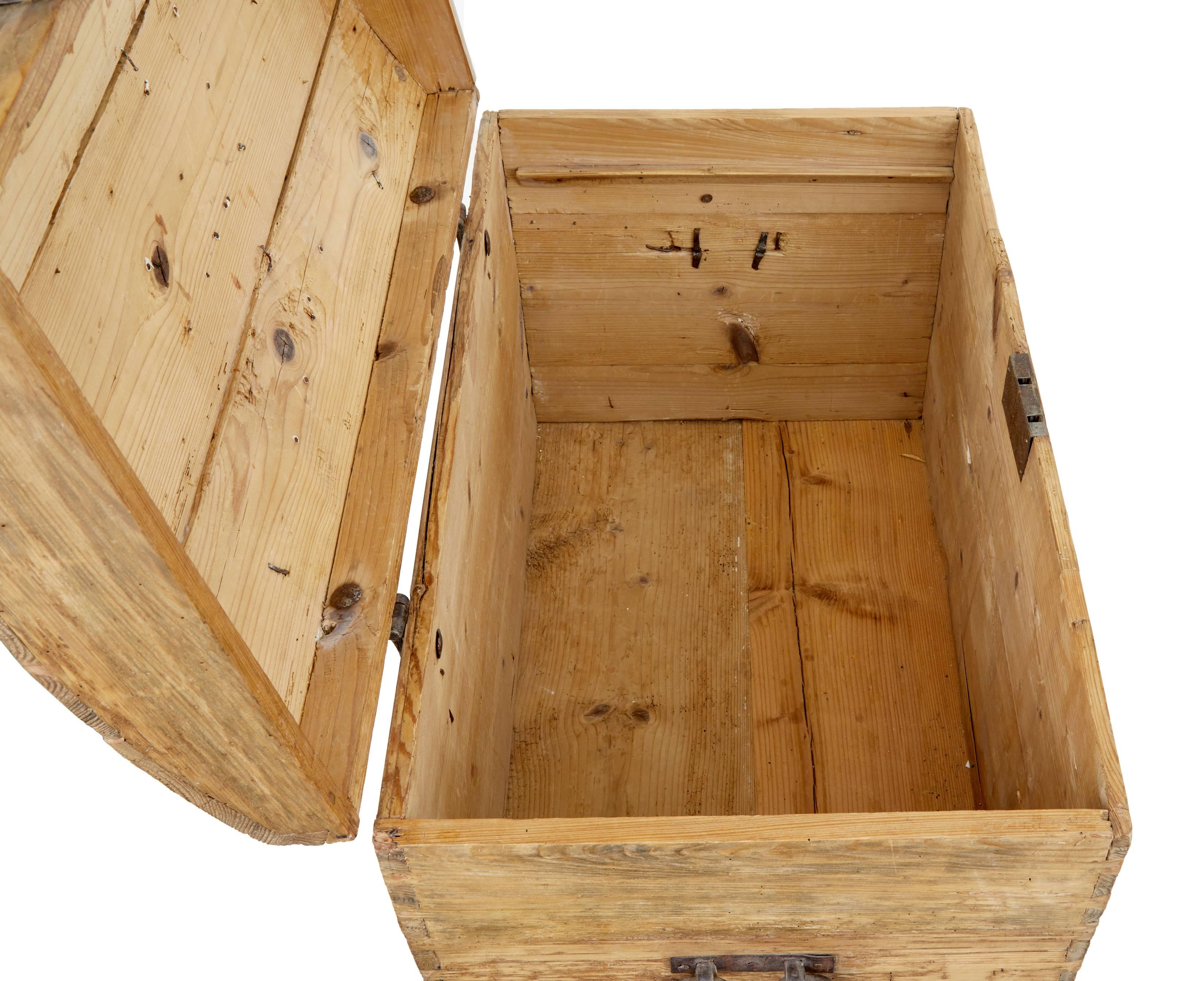 19th Century Victorian Rustic Pine Dome Top Trunk 1