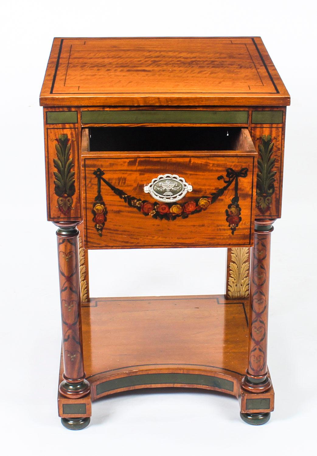 19th Century Victorian Satinwood Pedestal Bedside Cabinet 5