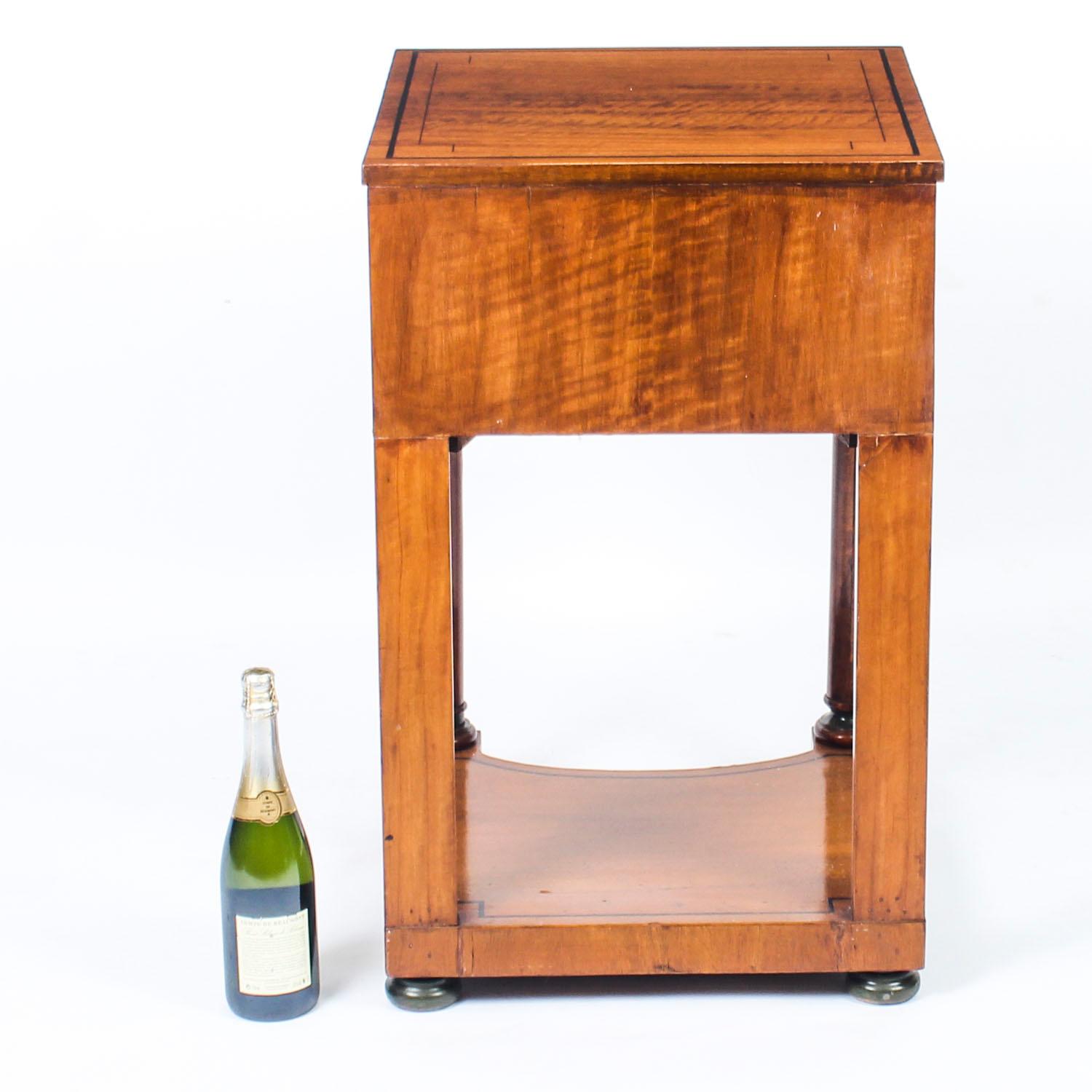 19th Century Victorian Satinwood Pedestal Bedside Cabinet 9