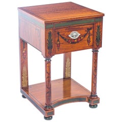 Used 19th Century Victorian Satinwood Pedestal Bedside Cabinet