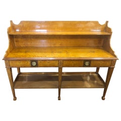 Antique 19th Century Victorian Satinwood Serving Table Étagère Dresser, 1860s