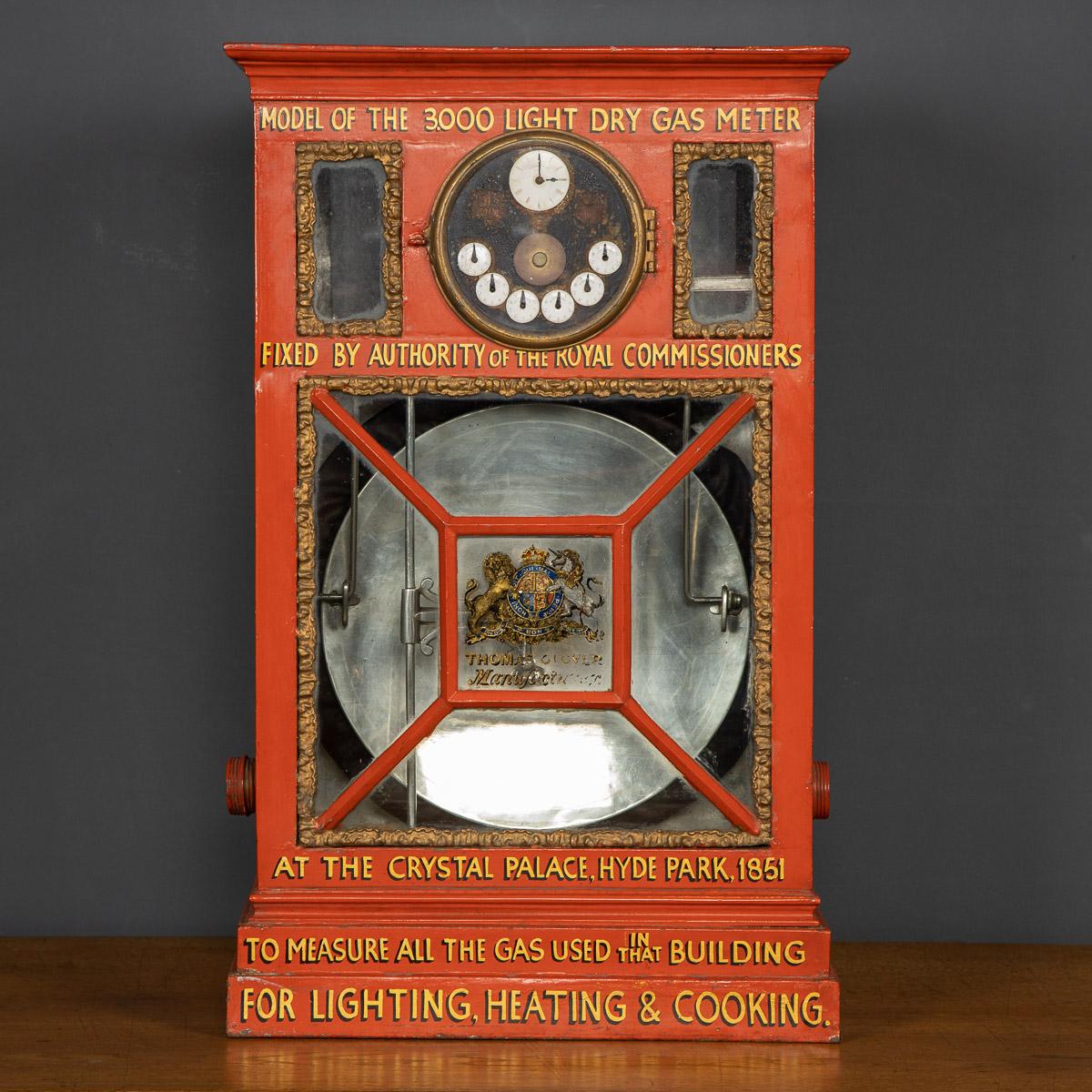 Antique mid-19th Century Victorian very rare cast iron scale model of the original meter used to measure the amount of gas used at the Crystal Palace, in Hyde Park during the Great Exhibition of 1851. In the Victorian era of innovation and invention