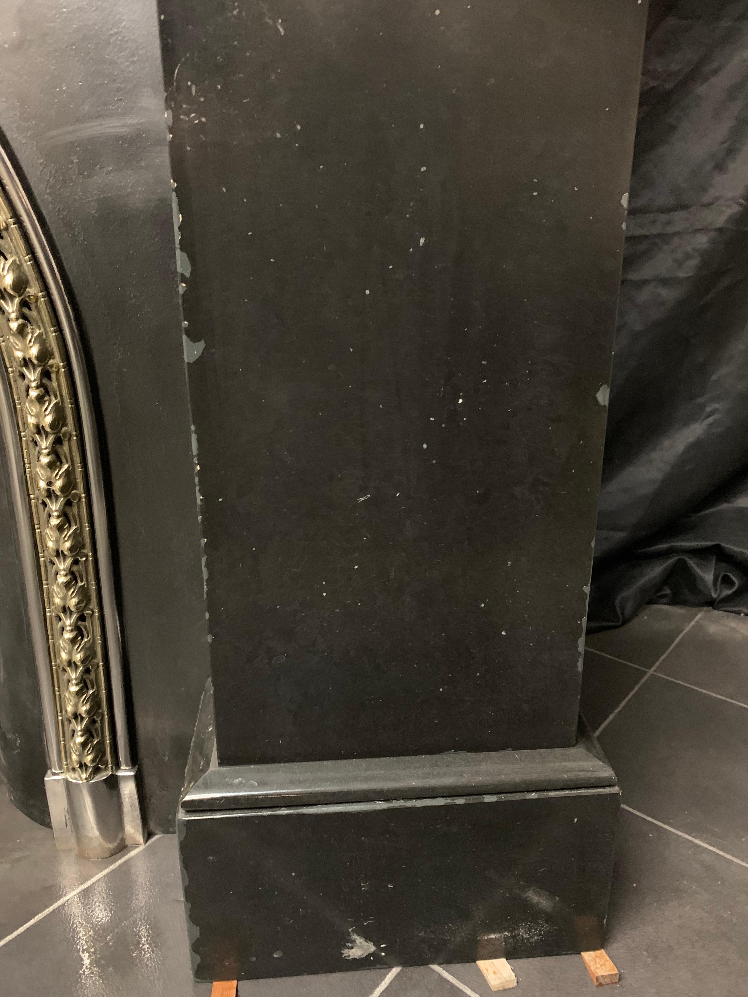 Polished 19th Century Victorian Scottish Belgian Black Marble Fireplace Surround For Sale
