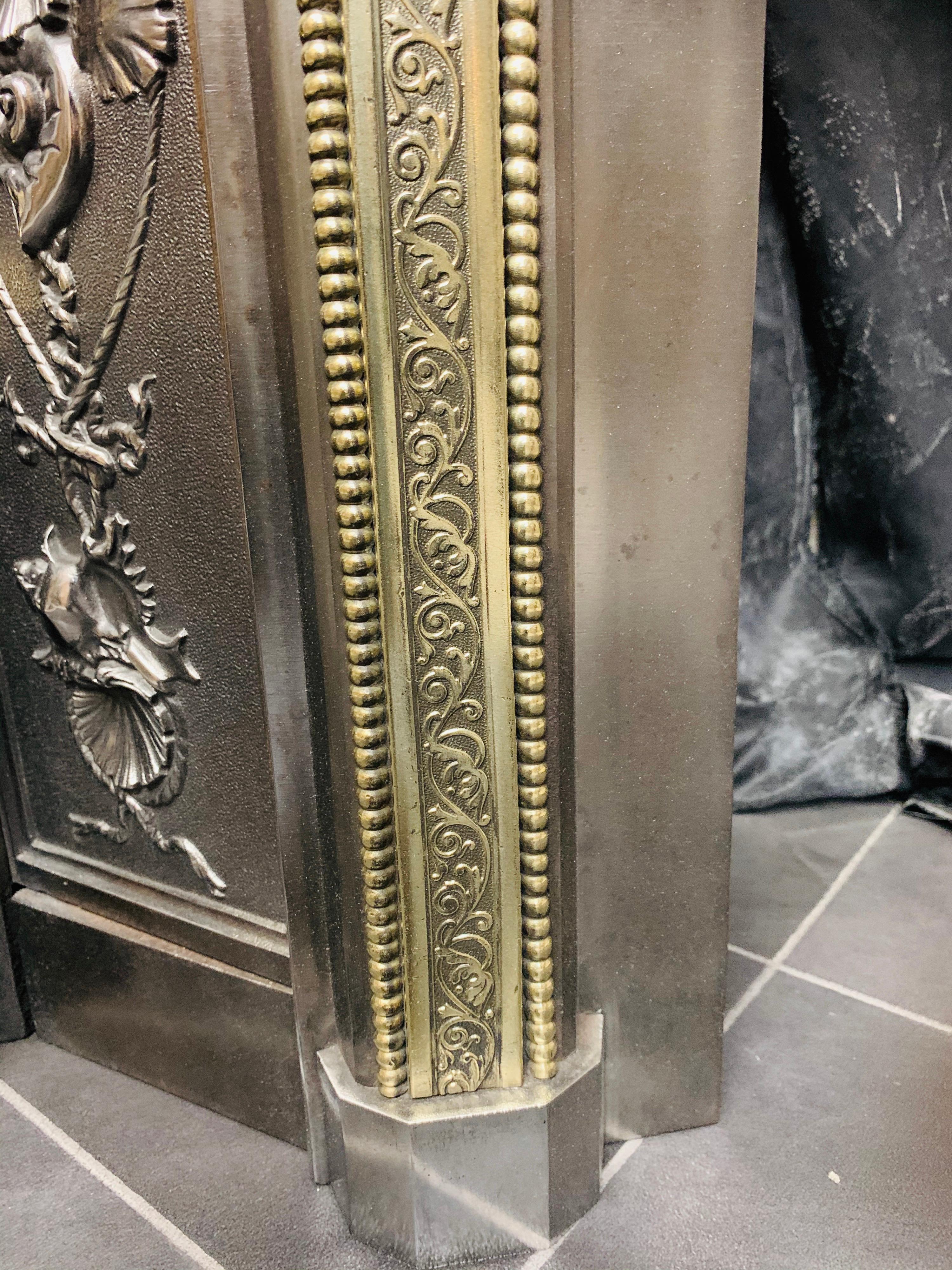 19th Century Victorian Scottish Brass and Polished Cast Iron Fireplace Insert 6